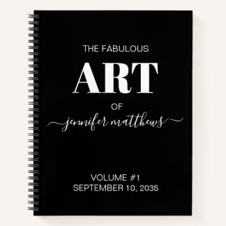 Black White Personalized Sketchbook Your Name Notebook