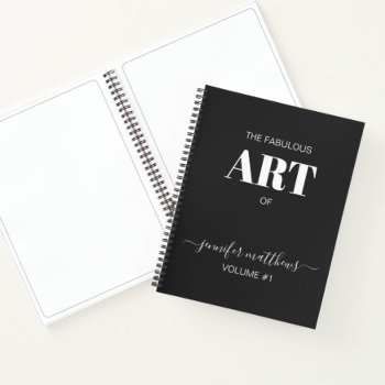 Black White Personalized Sketchbook Your Name Notebook by monogramgallery at Zazzle