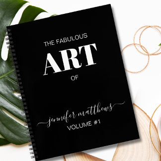 Black White Personalized Sketchbook Your Name Notebook