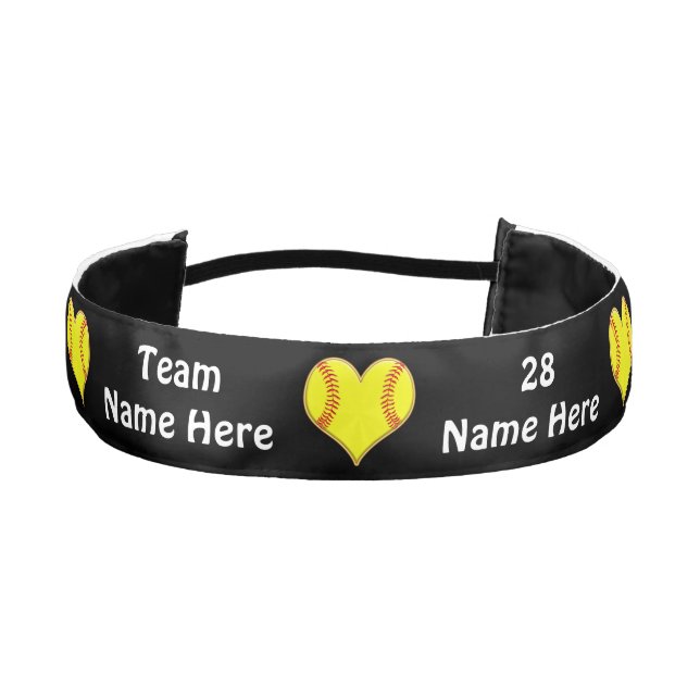 Black, White Personalized Softball Gifts for Girls Athletic Headband (Front)