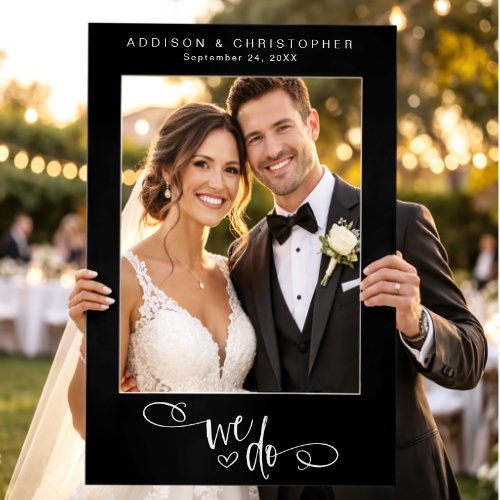 Black White Personalized We Do Wedding Selfie Frame
