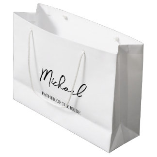 Black & White Personalized Wedding Party Name Gift Large Gift Bag