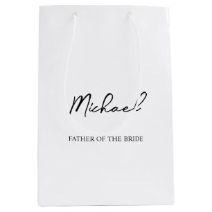 Black & White Personalized Wedding Party Name Gift Medium Gift Bag