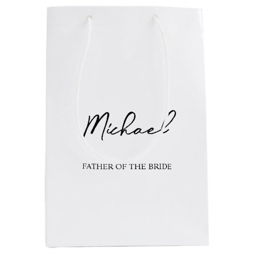 Black  White Personalized Wedding Party Name Gift Medium Gift Bag