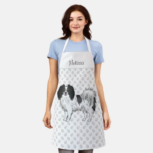 Black White Phalne Dog With Paws Cute Dog Lovers Apron