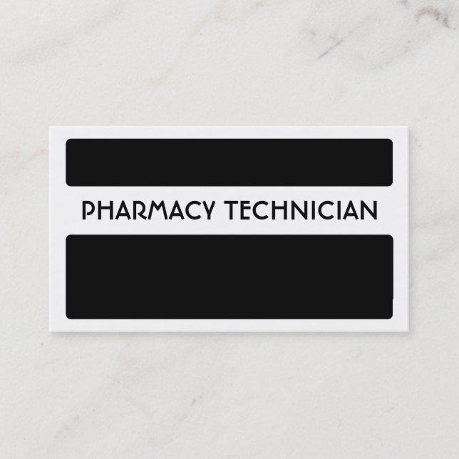 Black white Pharmacy Technician business cards (Front)