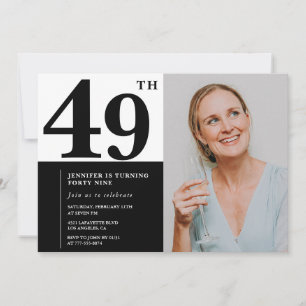Black White Photo 49th Birthday Invitations