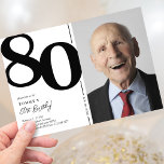 Black White Photo 80th Birthday Party Invitation<br><div class="desc">Create lasting memories at your 80th birthday bash with these classic black and white birthday party invitations! Featuring a large bold serif font showcasing the number '80', a photo of the birthday boy / girl, and a modern template that is easy to personalize, these invitations will capture the spirit of...</div>