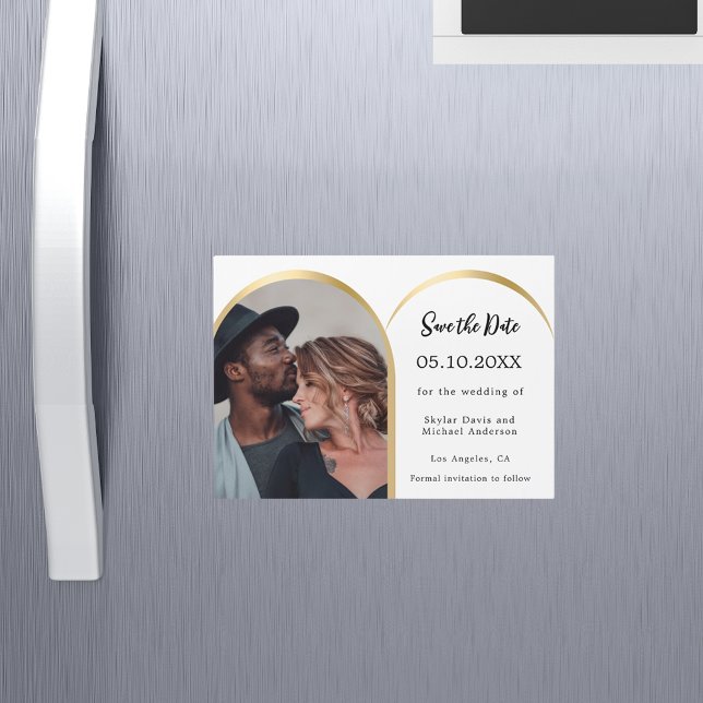 Black white photo arch wedding Save the Date card (Creator Uploaded)