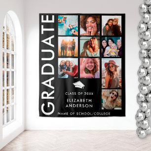 Black White Photo Backdrop for Graduation Party