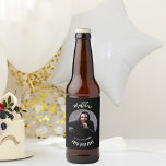 Black white photo birthday party beer bottle label<br><div class="desc">A classic black background,  white text.  Personalize and add his name,  age and photo.</div>