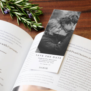Black & White Photo Bookmark Wedding Save the Date