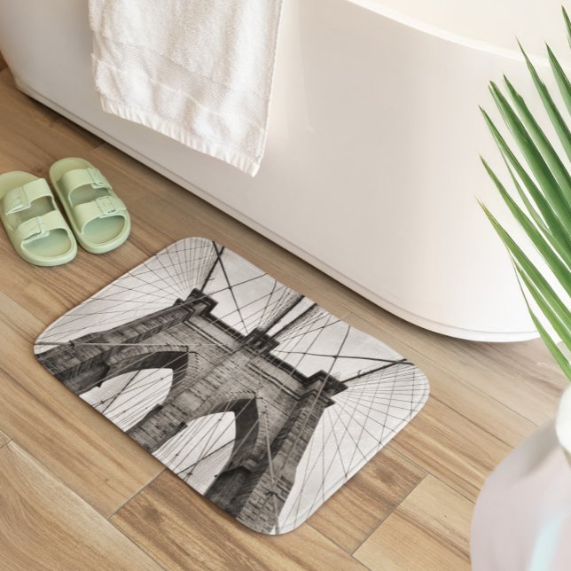 Black & White Photo Brooklyn Bridge Bath Mat (Creator Uploaded)