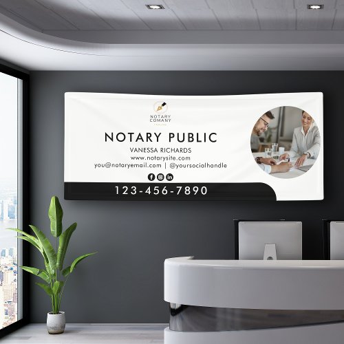 Black White Photo Business Event Notary Marketing Banner