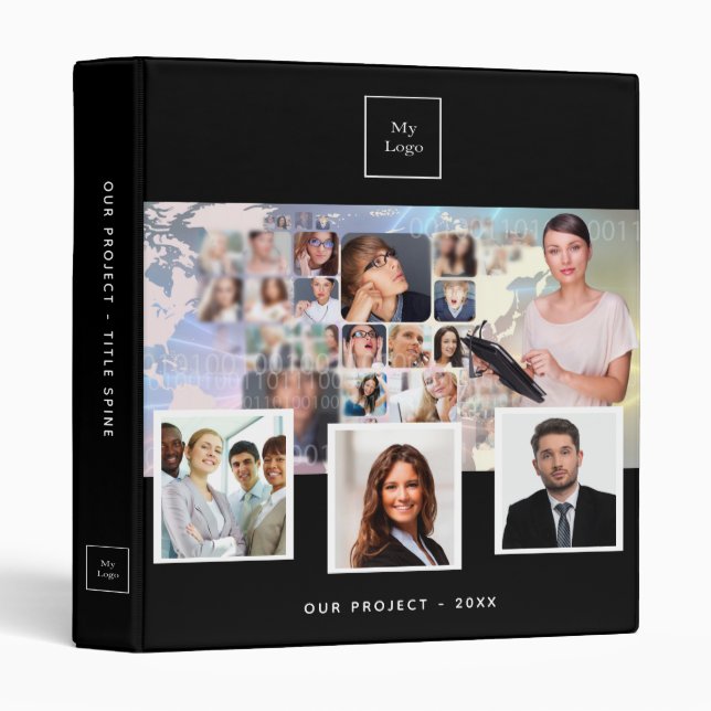 Black white photo business logo office  3 ring binder (Front/Spine)