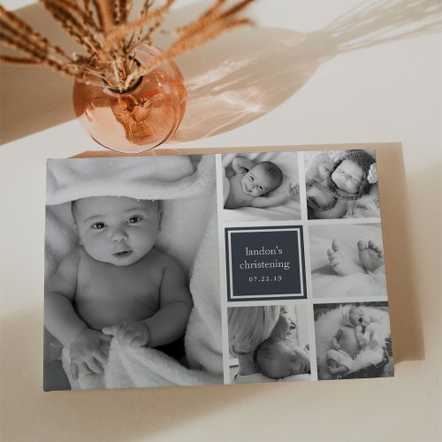Black  White Photo Collage Christening or Baptism Guest Book