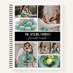 Black White Photo Collage Family Recipes Notebook