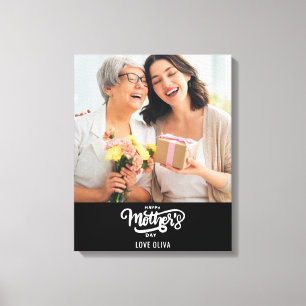 Black White Photo Collage Gift Happy Mother's Day  Canvas Print