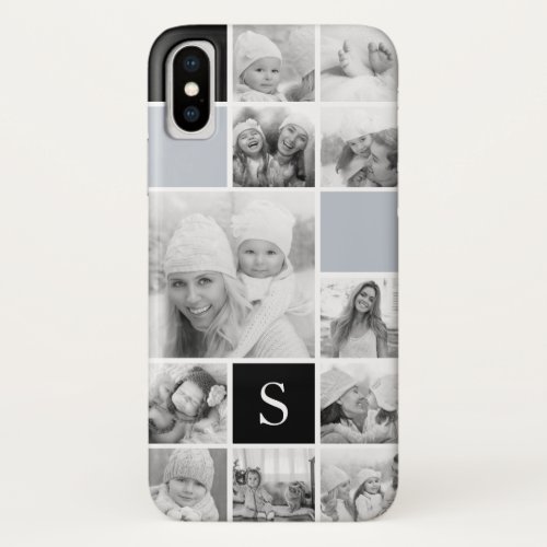 Black  White Photo Collage  Monogram iPhone XS Case