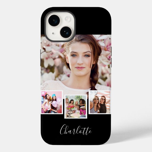 Black white photo collage name Case-Mate iPhone case (Back)