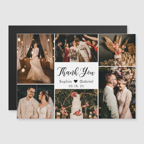 Black White Photo Collage Wedding Thank You 