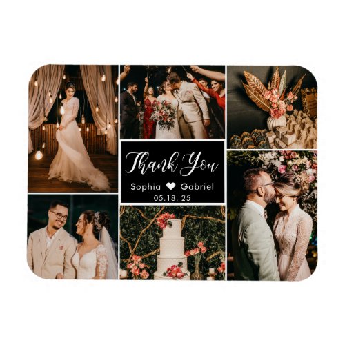 Black White Photo Collage Wedding Thank You Magnet