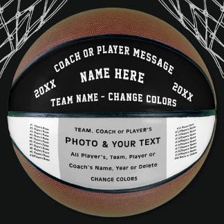 Black White Photo Custom Made Basketball for Coach