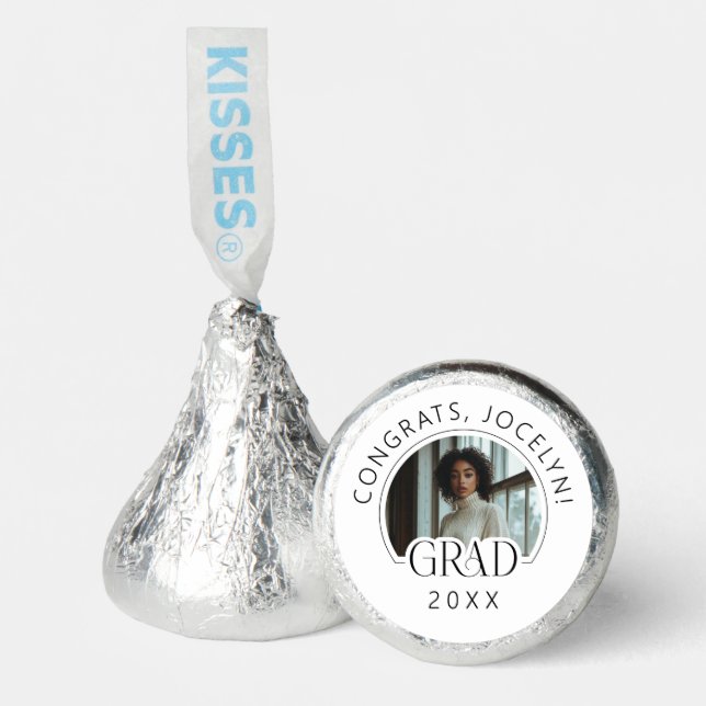 Black White Photo Grad Graduation Party Hershey®'s Kisses® (Front)