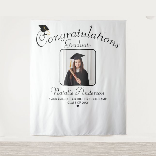 Black & White Photo Graduation Backdrop For Her (Front)