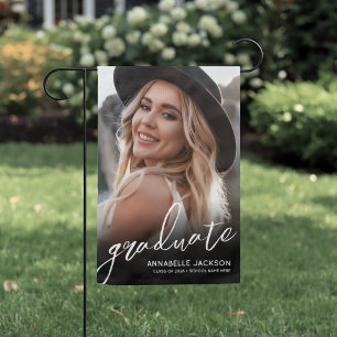 Black White Photo Graduation Garden Flag
