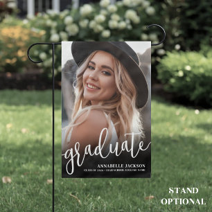 Black White Photo Graduation Garden Flag