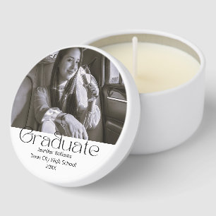 black & white photo graduation modern 2026 mini candle favors