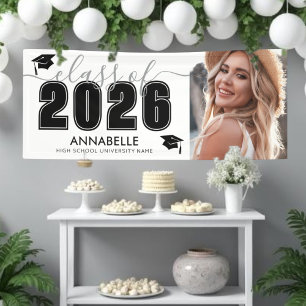 Black White Photo Graduation Party Banner