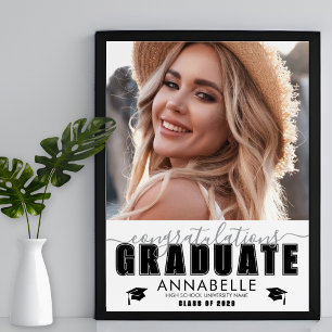 Black White Photo Graduation Party Poster