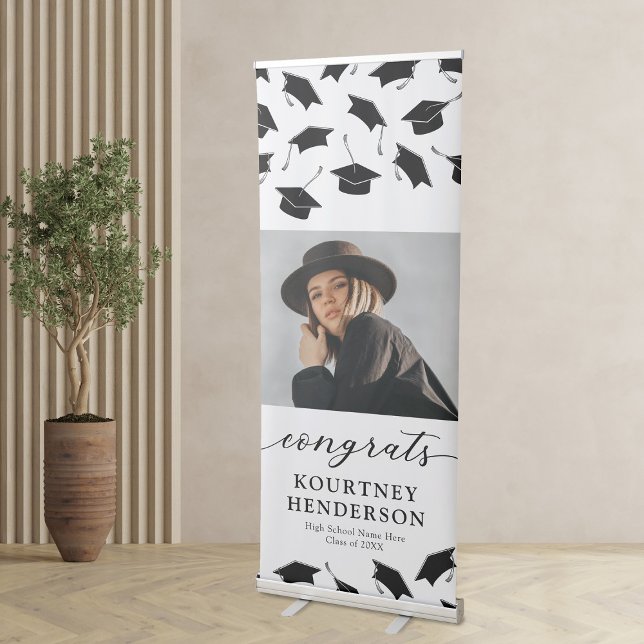 Black White Photo Graduation Party Retractable Banner (Creator Uploaded)