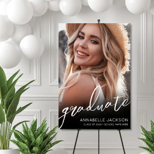 Black White Photo Graduation Party Sign