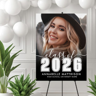 Black White Photo Graduation Party Sign
