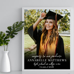 Black White Photo Graduation Party Sign