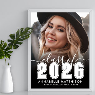 Black White Photo Graduation Party Sign