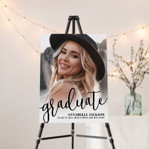 Black White  Photo Graduation Party Sign