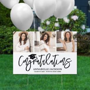 Black White Photo Graduation Yard Sign