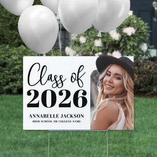 Black White Photo Graduation Yard Sign