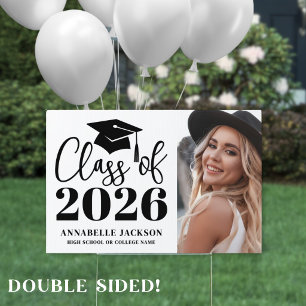 Black White Photo Graduation Yard Sign