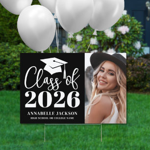 Black White Photo Graduation Yard Sign