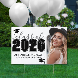 Black White Photo Graduation Yard Sign