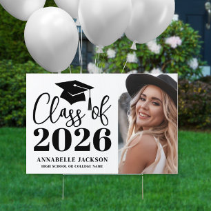 Black White Photo Graduation Yard Sign