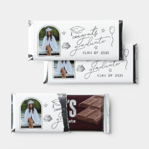 Black White Photo Hand Drawn Graduation Party Hershey Bar Favors