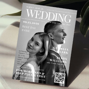 Black White Photo Magazine Wedding Invitation