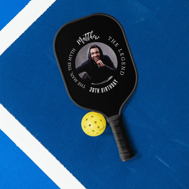 Black white photo man myth legend pickleball paddle (Creator Uploaded)