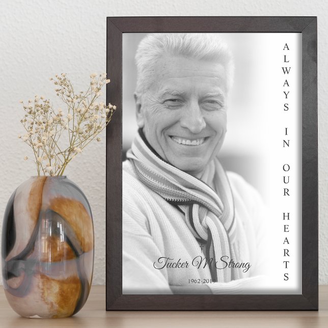 Black & White Photo Memorial Funeral Service Poster (Creator Uploaded)